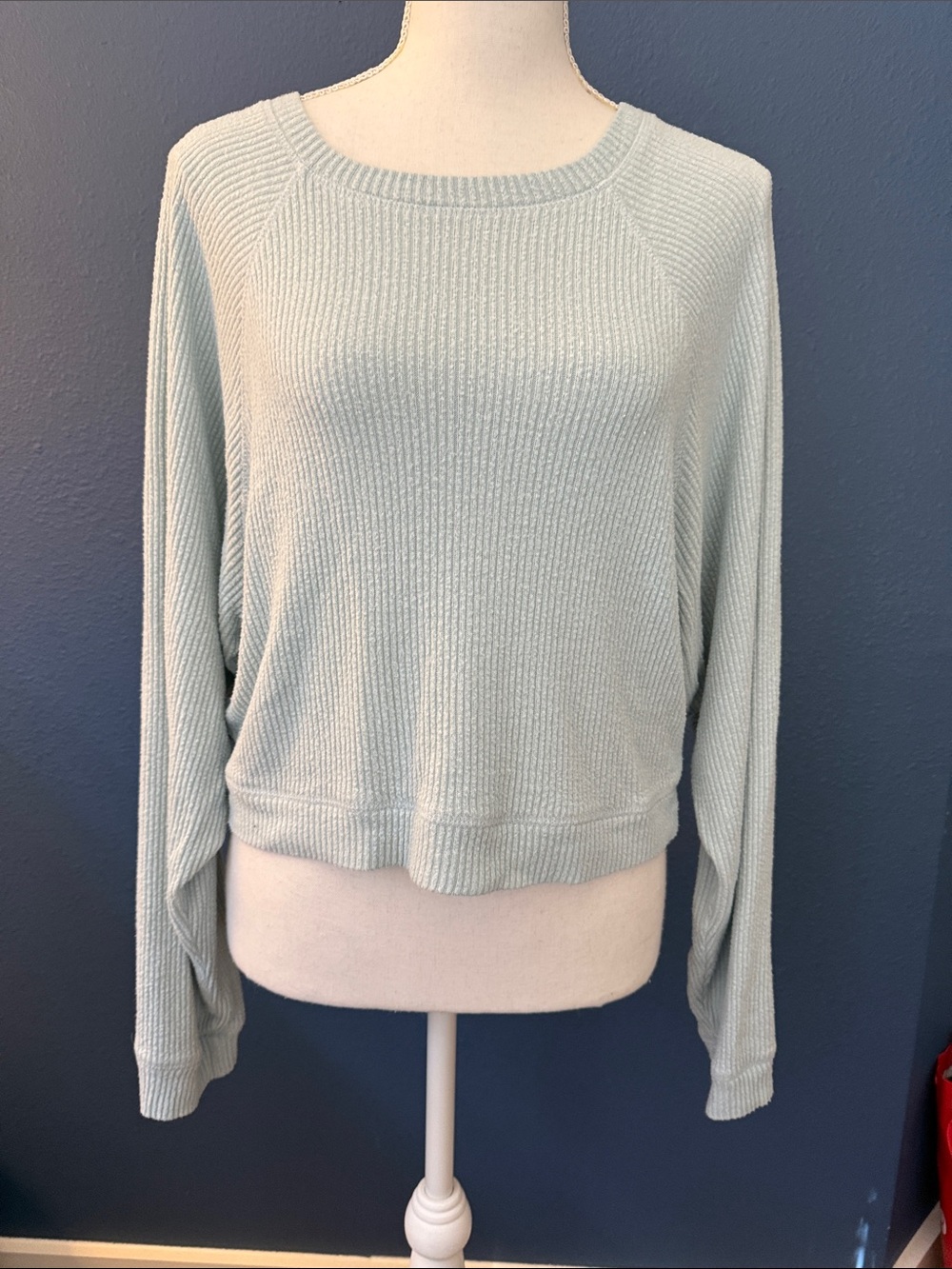 Altar'd State Pale Sage Crewneck Ribbed Pullover - Picture 2 of 6